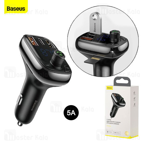 شارژر فندکی فست شارژ و پخش کننده بلوتوث Baseus T Typed QC4.0 Bluetooth CCTM-B01